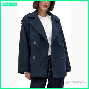 Double Breasted Short Peacoat Winter Wool Blend Coat Oversized Jacket